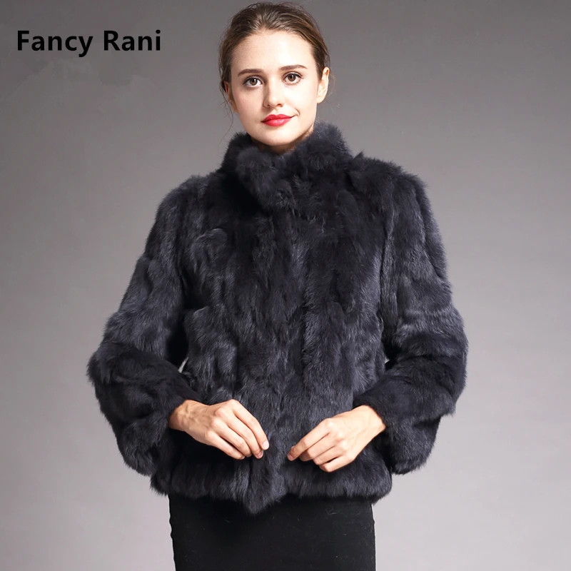 Fancy Rani Natural Rabbit Fur Coat Women Winter Jacket Real Leather And Fur Women's Clothing Female Outerwears With 2024