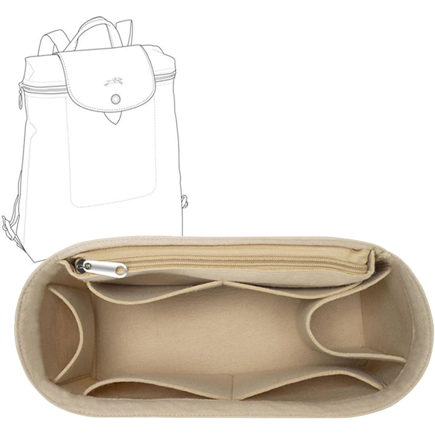 منظم حقيبة الظهر للمحفظة لـ le pliage حقيبة الظهر منظم إدراج حقيبة اللباد متعدد الجيب #1