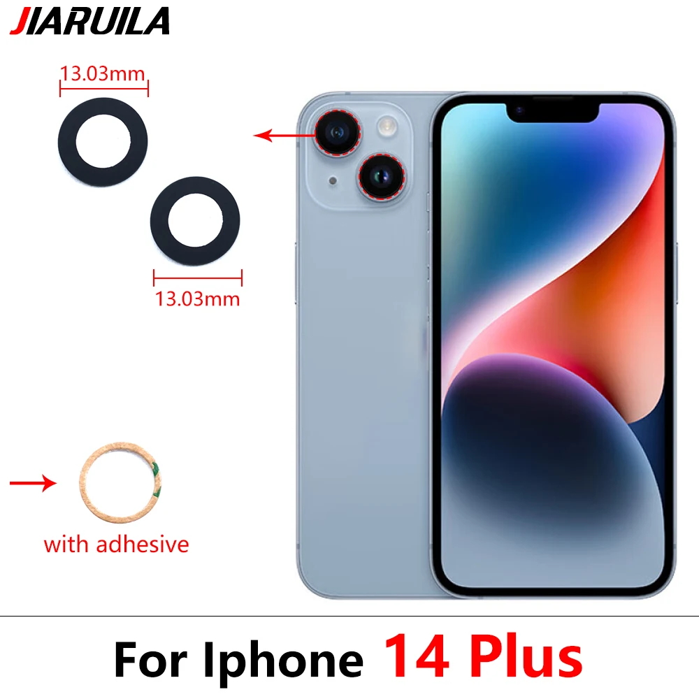 Lensa kaca kamera belakang IPhone 14 Pro Max/IPhone 14 Plus, kamera kaca dengan lem stiker perekat