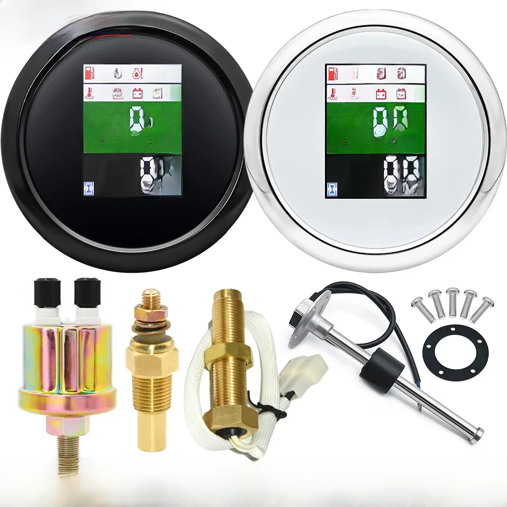 Compteur de vitesse GPS 6 en 1, 85mm, tachymètre, jauge de niveau de carburant, pression d'huile, température de l'eau, tension pour voiture, bateau, Marine, 12v 24v, personnalisé