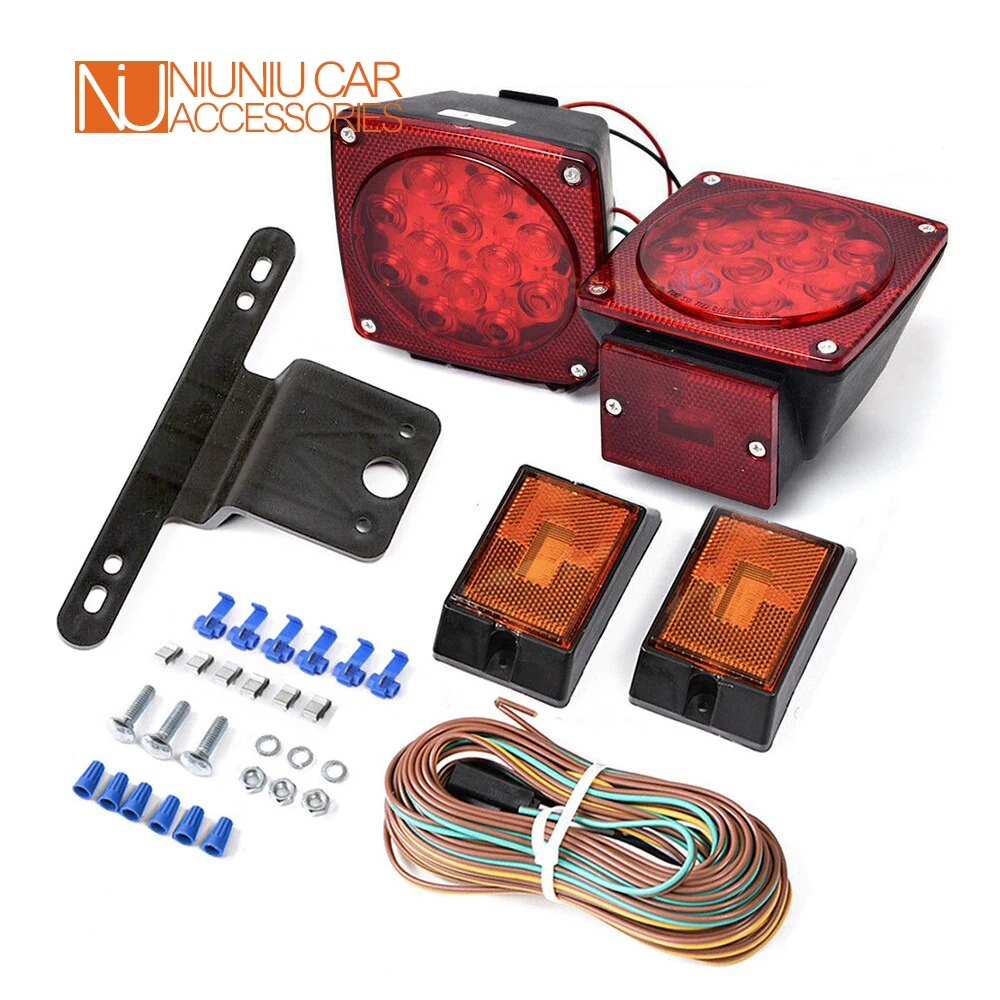 

12V LED DOT Compliant Trailer Lights Kit Submersible Boat Marine Towing RV Brake Turn Tail Lamps Sets