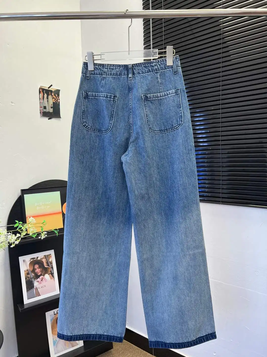 

All Cotton High Waisted Jeans for Women Soft Comfortable Straight Leg Pants with Elegant Pocket Floral Embroidery