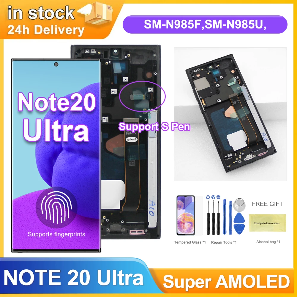Ультраэкран Super AMOLED Note 20 для pantalla Samsung Galaxy Note 20, ультра ЖК-дисплей, цифровой сенсорный экран с деталями рамки
