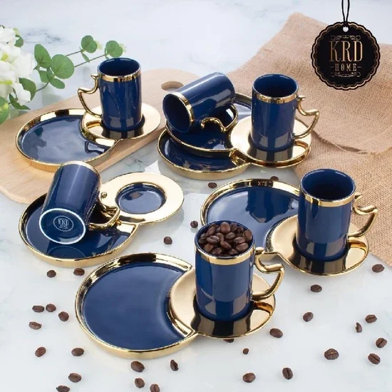 Kardelen Home KRD-2230 Porcelain Serving Plate Cup Set Color