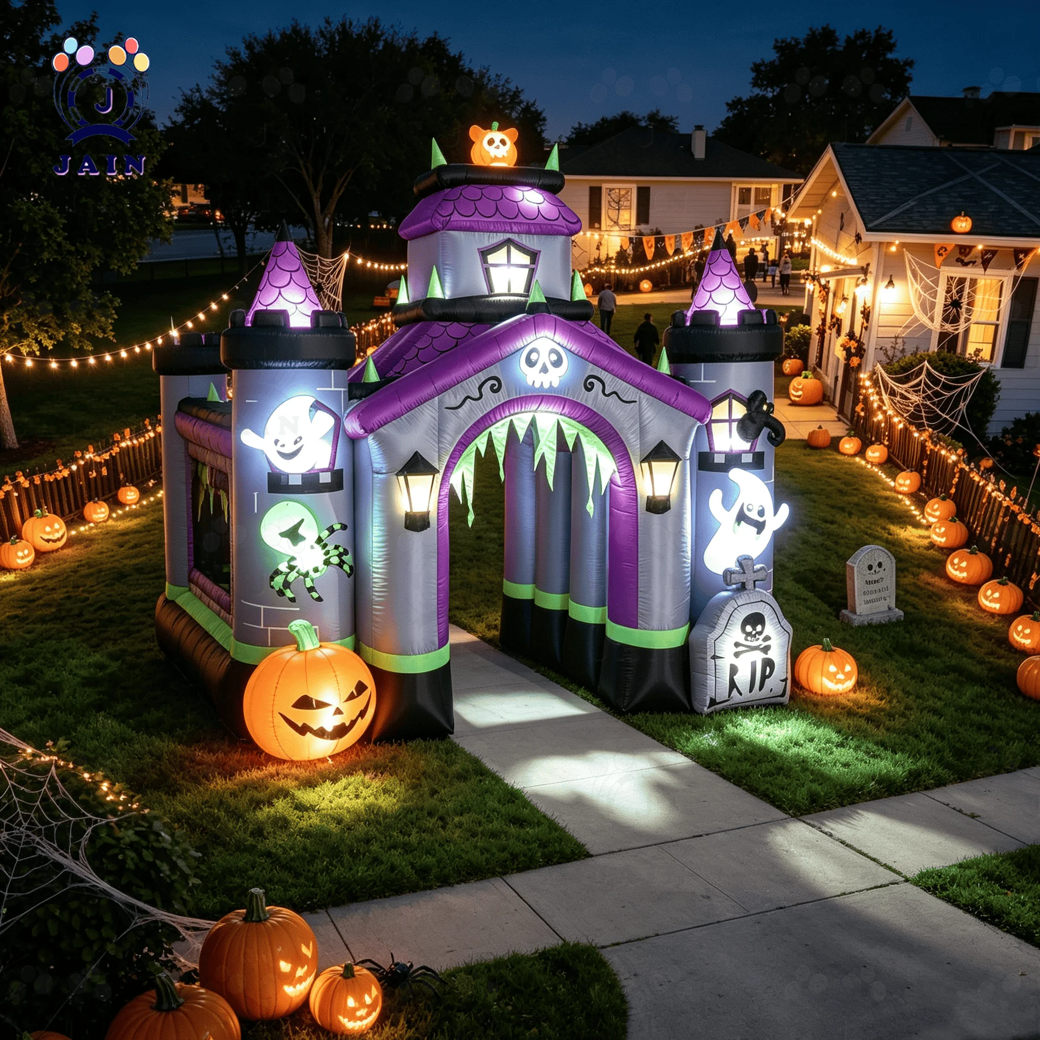 Inflatable Halloween Castle Ar - Outdoor Lighting Halloween 评论和价格