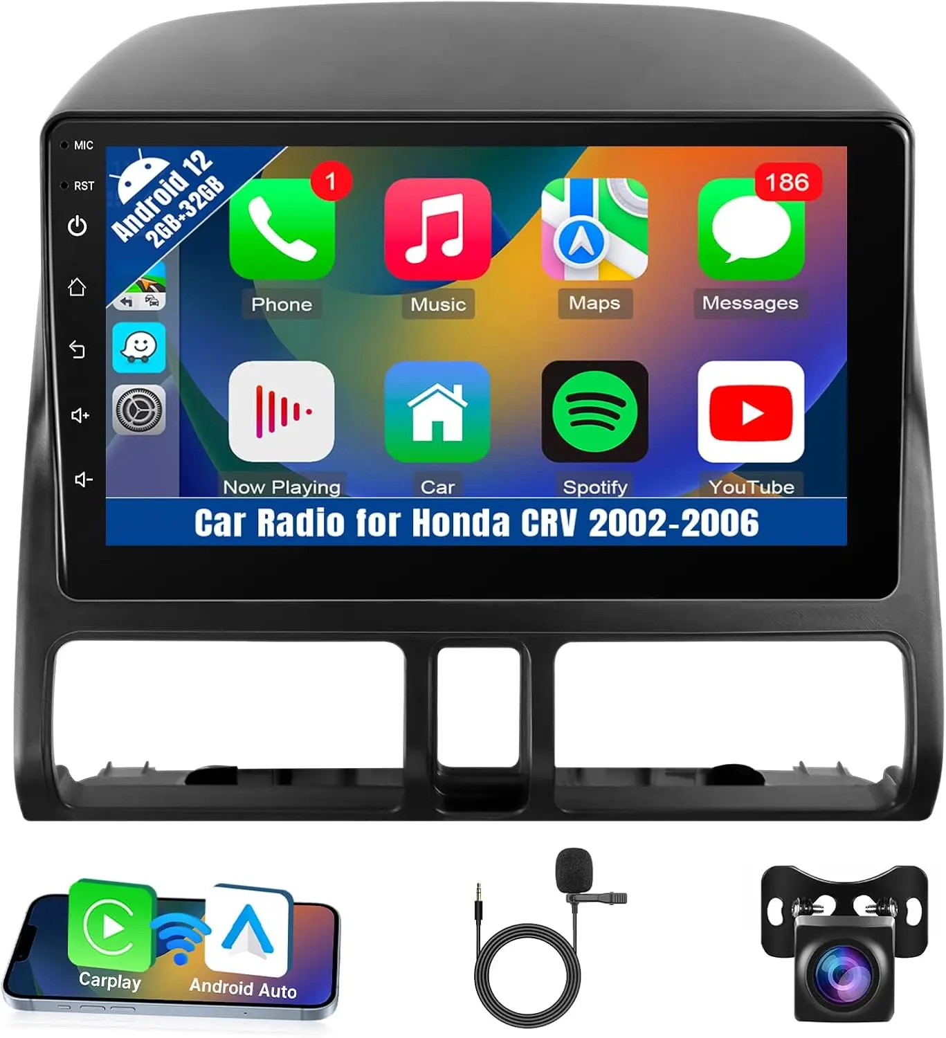 9 Inch IPS Touch Screen for CRV 2002-2006 Radio with GPS Navigation Bluetooth FM Backup Camera SWC Mirrorlink