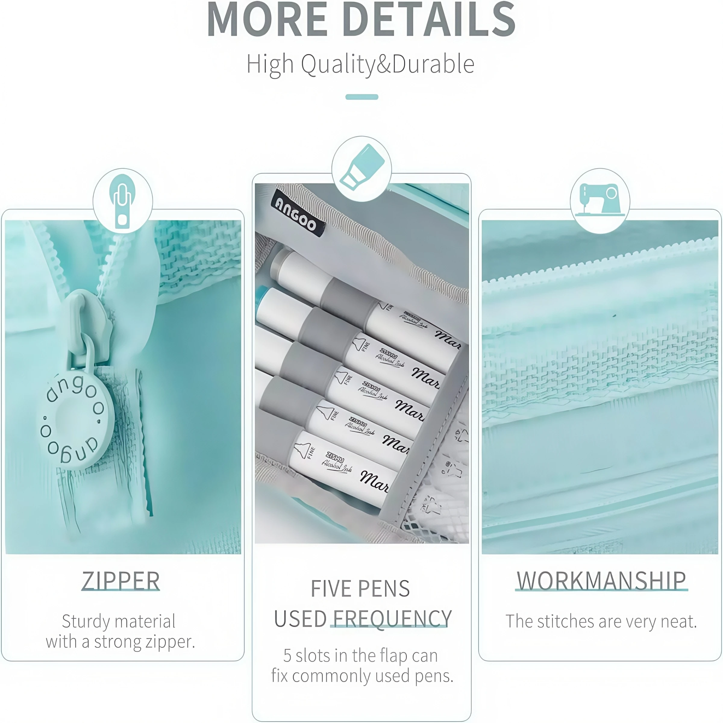 Extra Large Capacity Solid Color Pencil Case, Portable Simple Pencil Case Cosmetic Bag, School Office Supplies