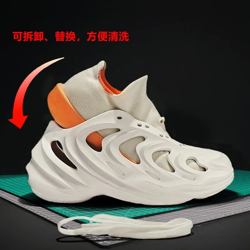 

Мужские дышащие сетчатые сандалии, съемная обувь для вождения, удобные уличные пляжные слипоны для мужчин