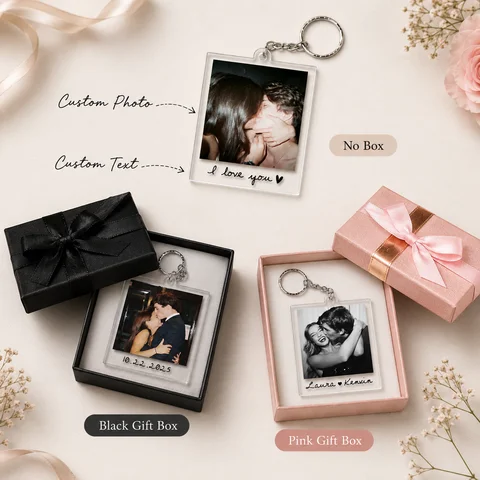 Custom Acrylic Keychain, Personalized Text and Pictures, Couple Gift, Anniversary, Optional Gift Box