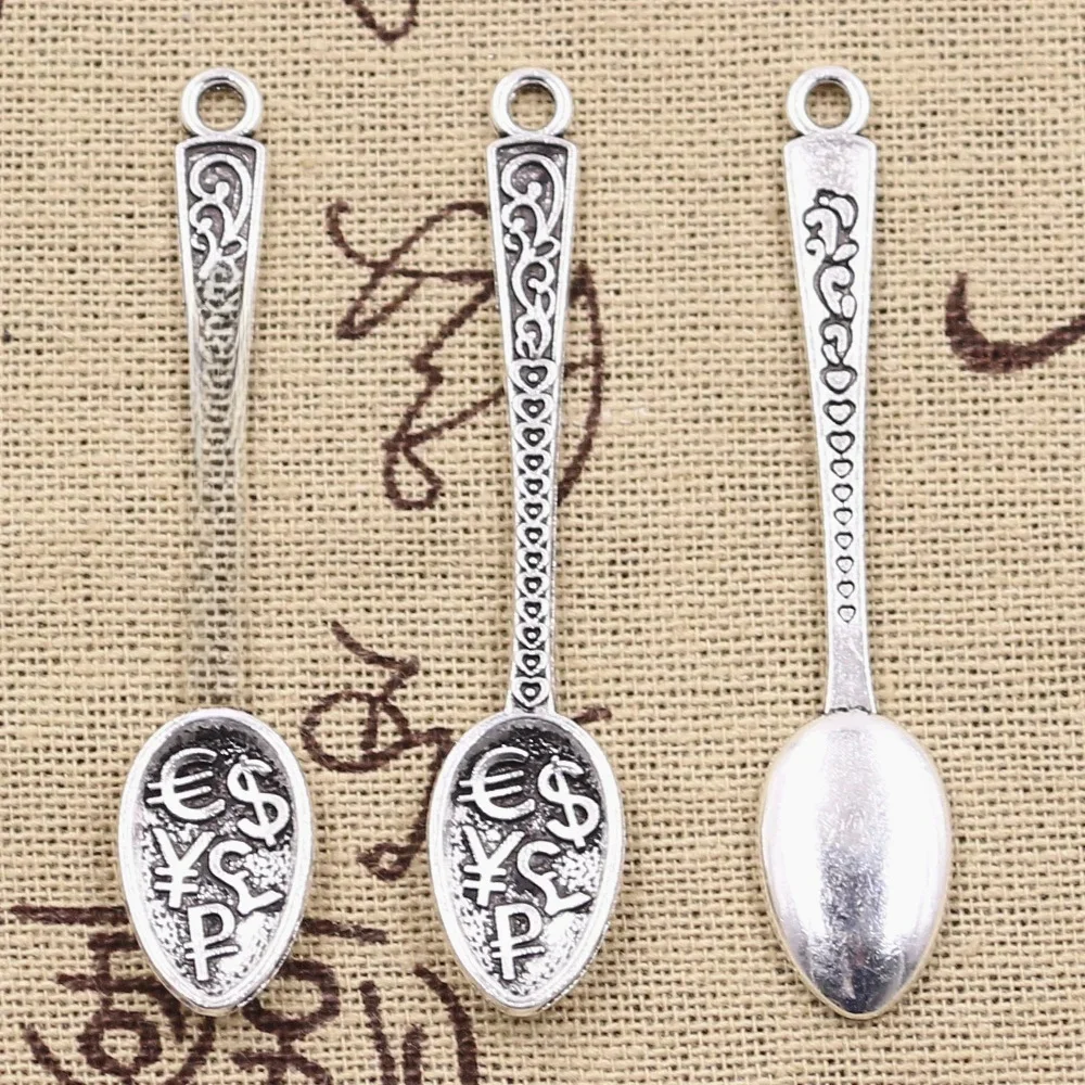 15 sztuk Charms dolar łyżka pieniądze 57x12mm antyczny srebrny kolor wisiorki DIYCrafts dokonywanie ustalenia Handmade tybetański biżuteria — zdjęcie 2
