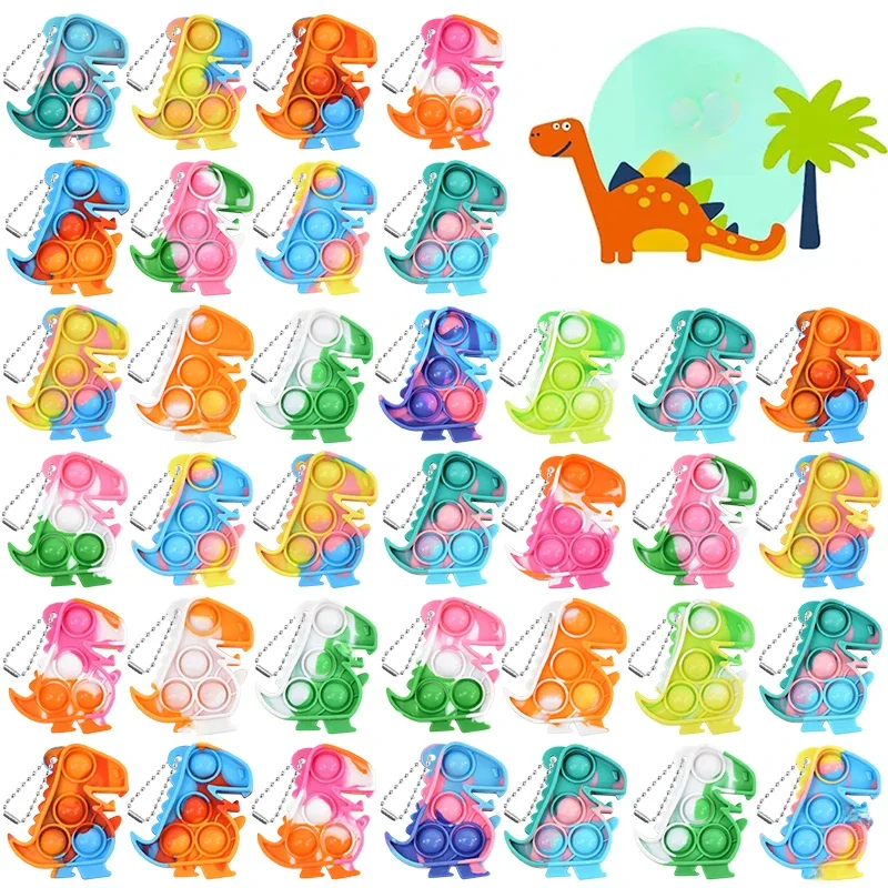 10/36Pcs dinozaur Pop brelok sensoryczny zabawki typu Fidget luzem dla dzieci dżungla upominki na przyjęcie urodzinowe prezent dla gości wypełniacze pinaty — zdjęcie 2