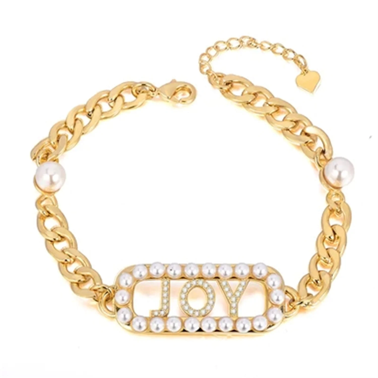 

Custom Name Bracelet Pearl Chain Personalized Inlaid Zircon Brangle Gold Plated Bracelets With Cuban Chain Jewelry Gift ForWomen