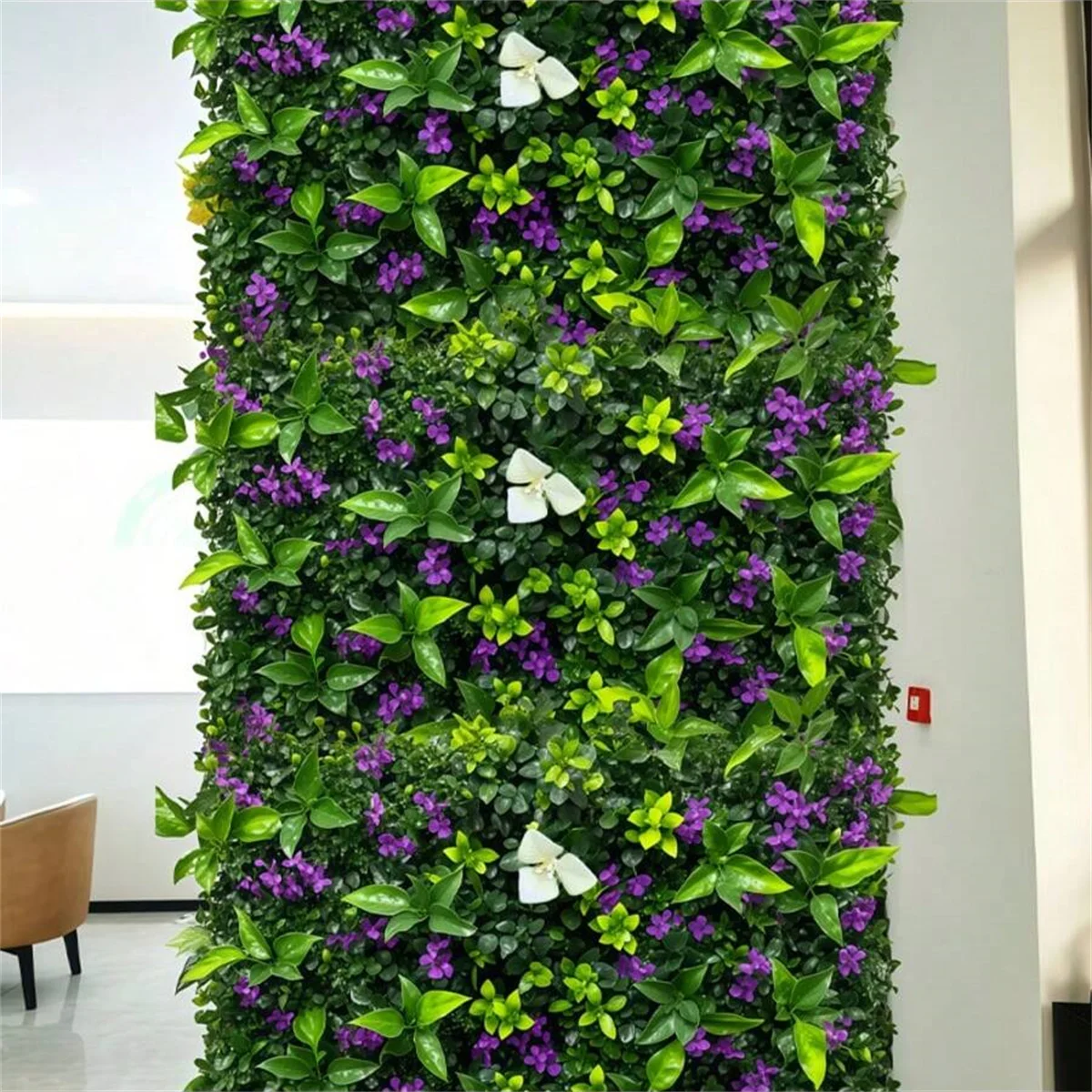 Panneau mural suspendu en plastique, plantes vertes avec fleurs, pour intérieur et extérieur, cour, cafés, maison, bureaux, décoration de jardin, 1 pièce