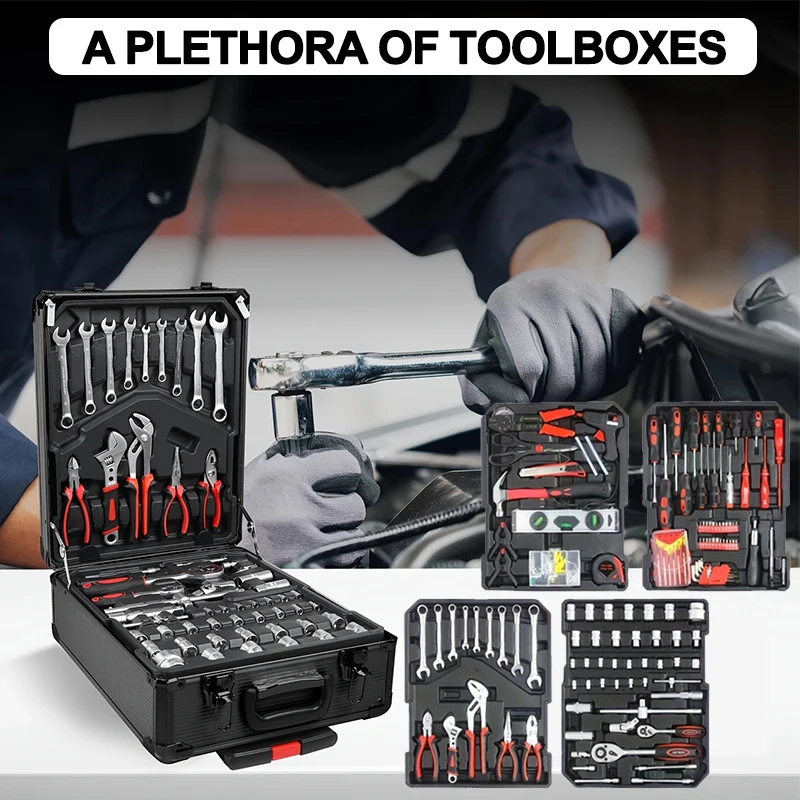 أدوات منزلية يدوية، صندوق أدوات 899/53 قطعة، صندوق أدوات محمول بأربع طبقات، صندوق أدوات متعدد الوظائف لإصلاح السيارات