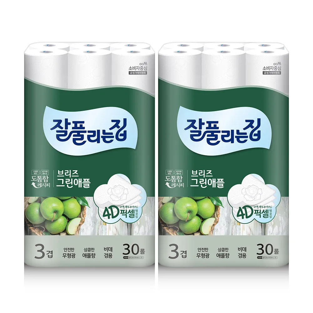 2 packs of 25M 30 rolls of well-worked House breeze green Apple toilet