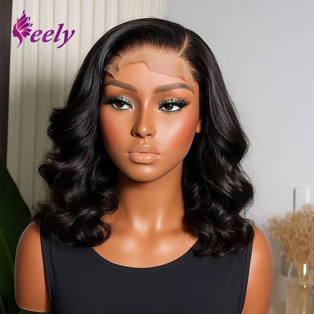 

13x4 Lace Front Wig Body Wave Short Bob Wigs 100% Human Hair 4x4 Lace Closure Bob Wig Natural Color Loose Wave 16 Inch For Women