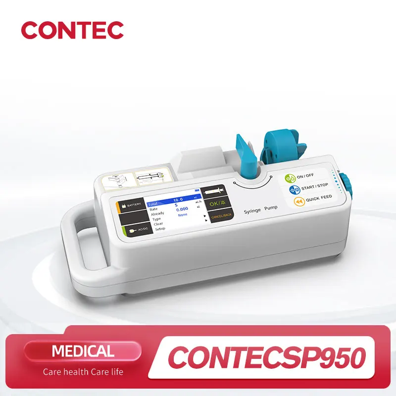 CONTEC Brand Syringe Pump SP950 LCD real-time Alarm Rechargable battery(Human or Veterinary Use)
