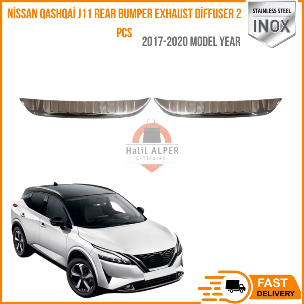 For Nissan Qashqai J11 2017-2020 Chrome Rear Bumper Glossy Exhaust Diffuser 2 Piece Stainless Steel Auto Accessories