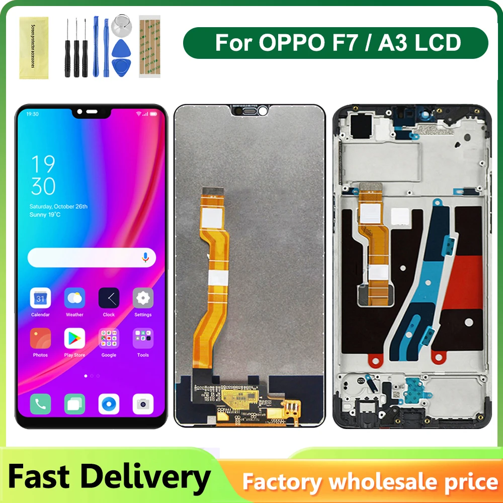 6.23\'\' For Oppo F7 LCD CPH1819 Display Touch Screen Digitizer Assembly Replace For Oppo A3 PADM00 LCD Display With Frame