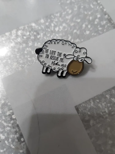 He Left The 99 to Rescue Me Jesus Enamel Pins Christian Faith Jesus Sheep Brooch Clothes Lapel Badge Jewelry Gifts for Friends photo review