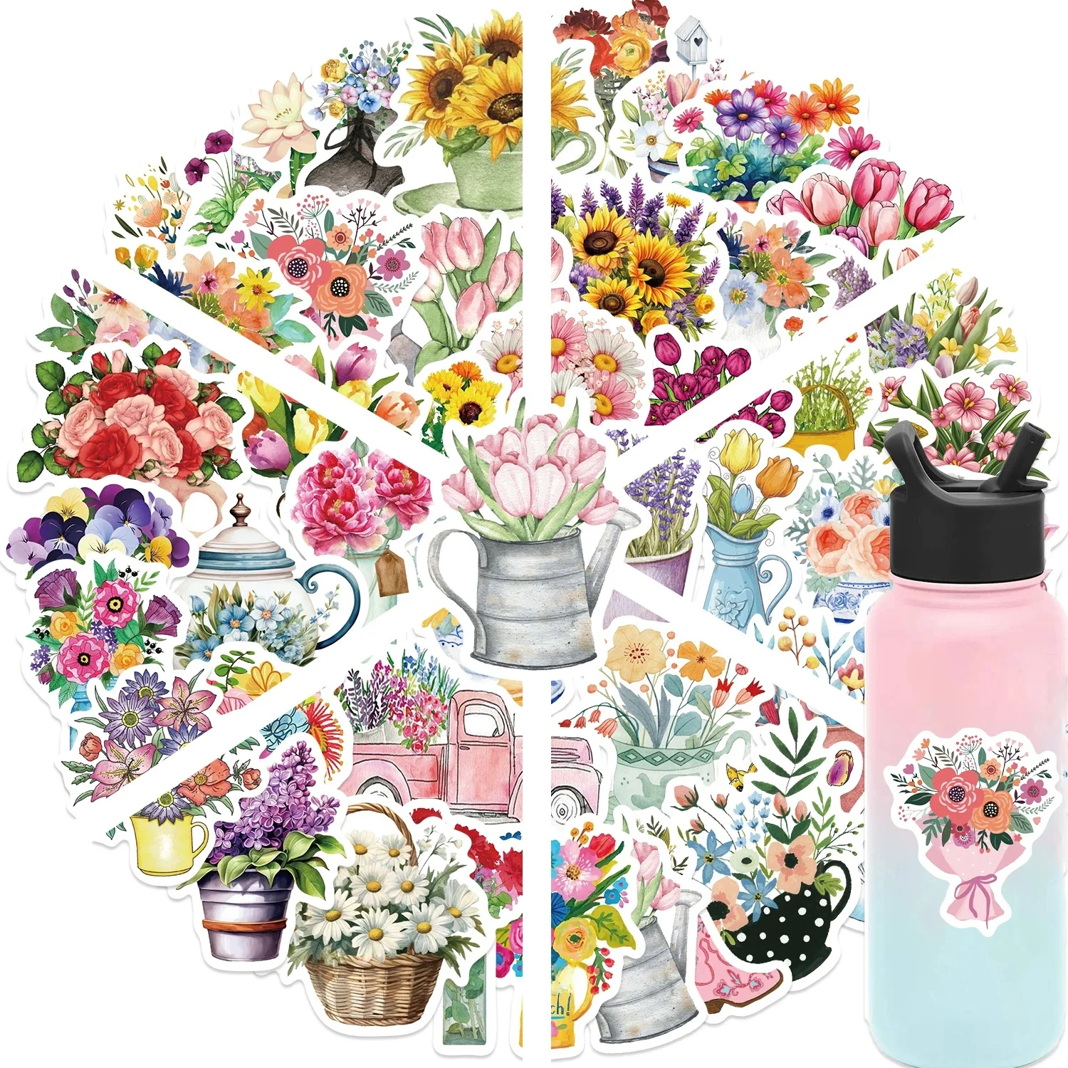 AliExpress 50pcs Flowers Stickers Kid DIY Graffiti Waterproof Stickers Motorcycle Car Laptop Bicycle Guitar Skateboard Decals