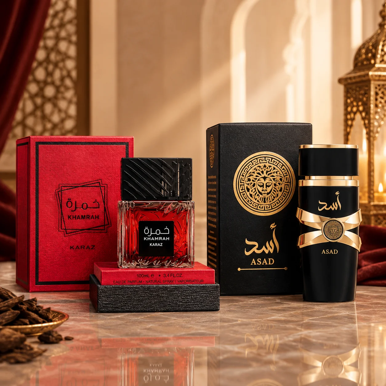 Khamrah Karaz & Asad EDP 100ml Perfume , Unisex Arabian Oud Amber Fragrance, Long Lasting Eau De Parfum Spray Gift for Men Women