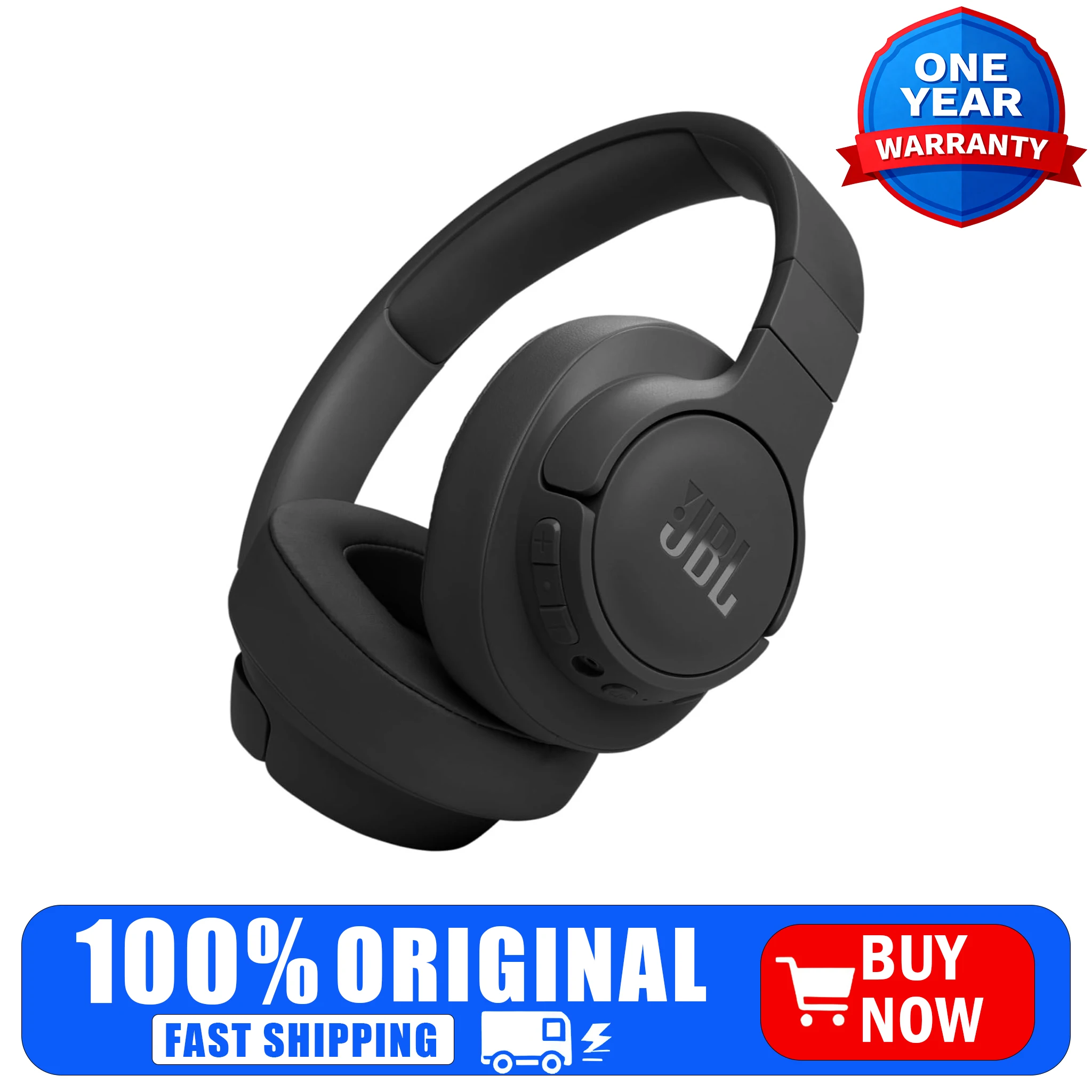 JBL Tune 770NC Wireless Over-Ear Headphones Black Bluetooth 5.3 Adaptive Noise Cancelling Smart Ambient Technology