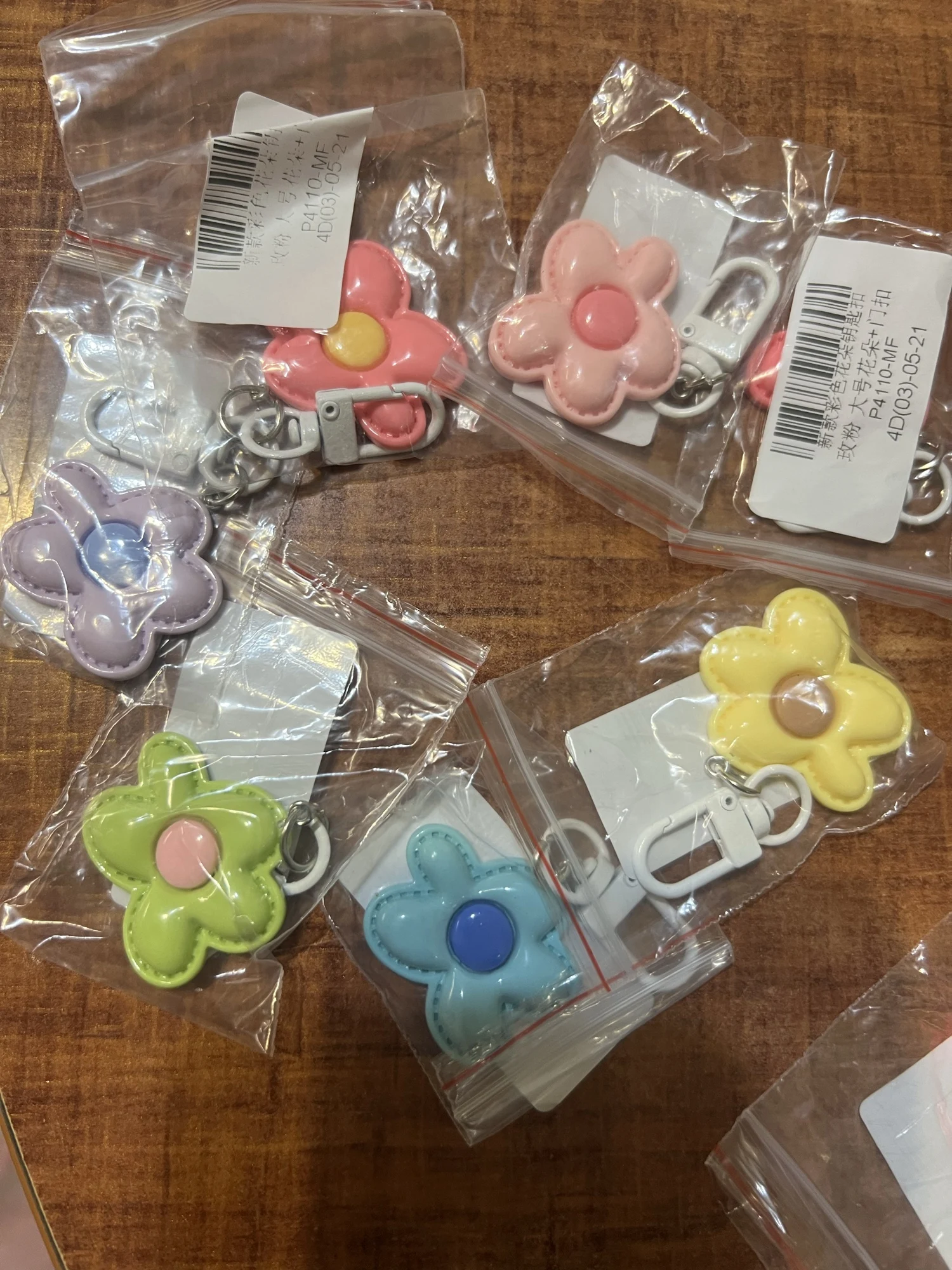 Cute Colorful Flower Pendant Keychains Women Bag Earphone Case Pendant DIY Accessories Car Key Ring Girl Candy Color Key Chains photo review