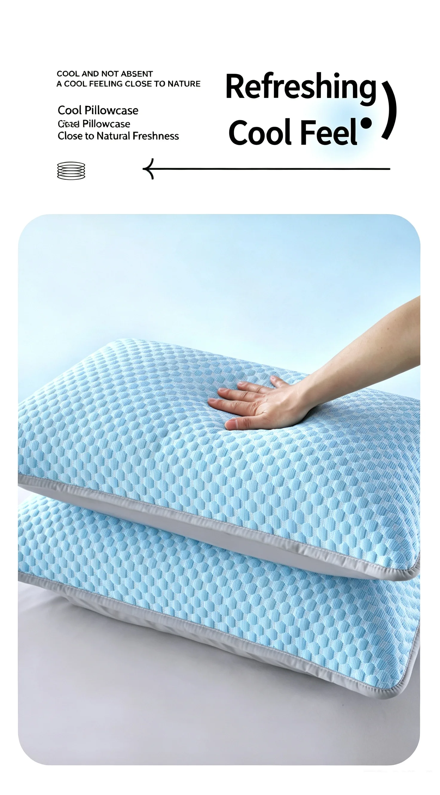 2pc Ice Silk Cooling Pillowcase Summer Breathable Soft Pillow Cover Anti-Crease Anti-Sweat Bed Pillow Protector for Home Bedroom