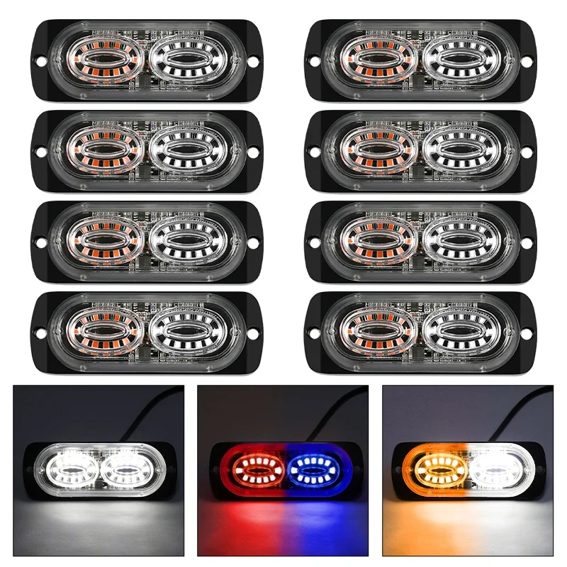 8x24 LED Car Strobe Warning Light Grill Flashing Breakdown Emergency Light Car Truck Trailer Beacon Lamp LED Side Light For Cars
