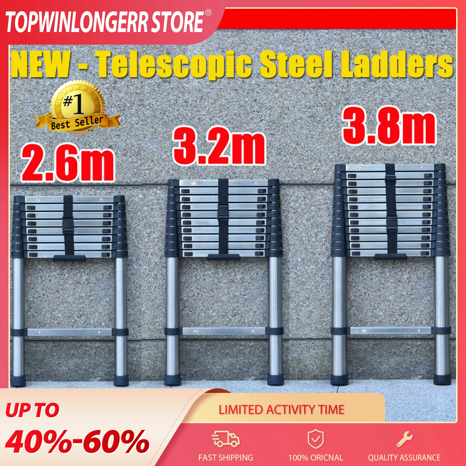 Échelle télescopique multifonction extra épaisse, pliable et extensible, échelle domestique pour le nettoyage, le remplacement des ampoules