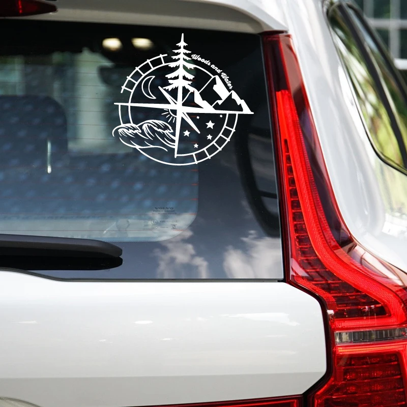 Woods and water compass Stickers,Car Stickers, Vinyl Decals - For Cars, Trucks, Walls, Laptops, Windows, Motorcycles, Bumpers