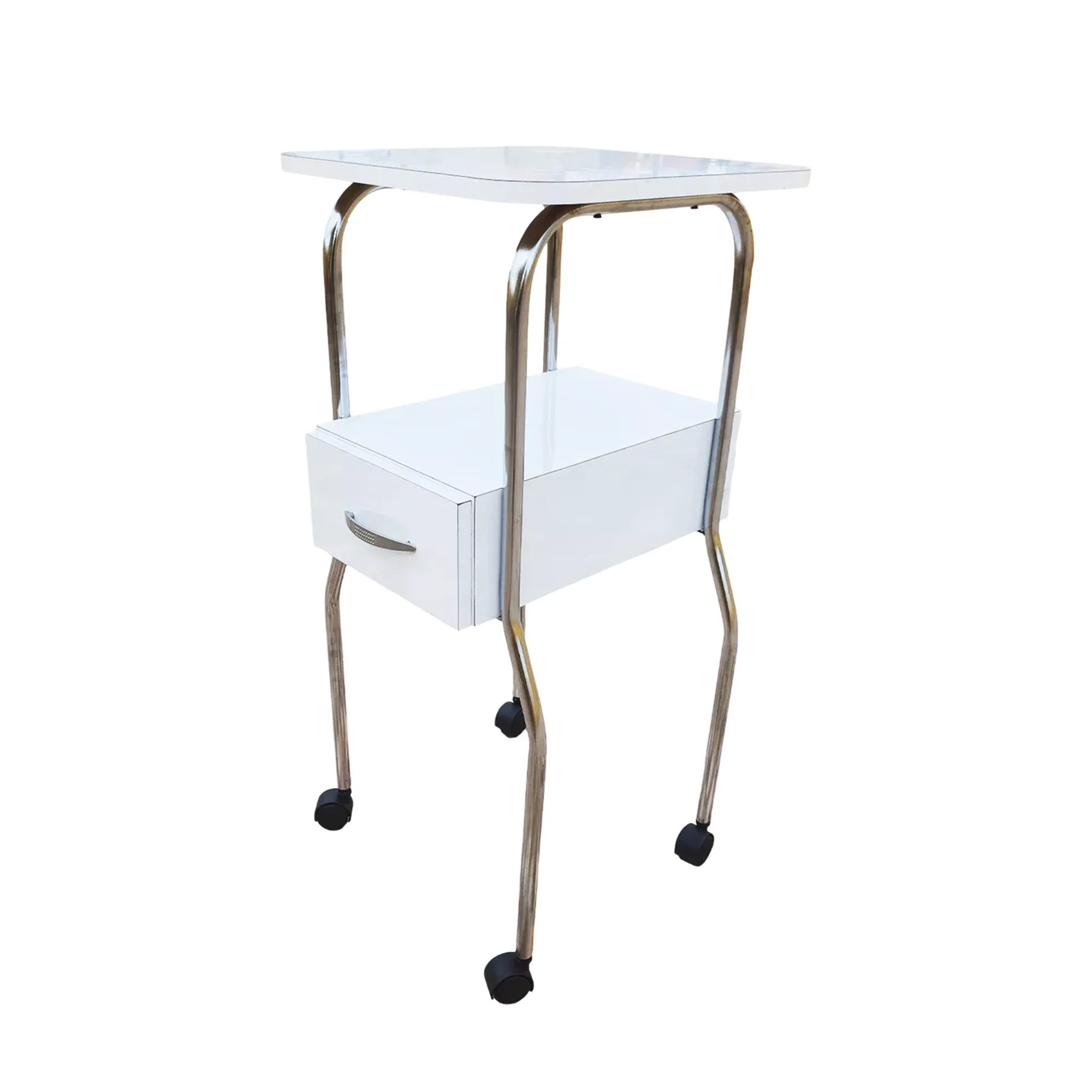 عربة مساعدة لجماليات 81*45*45 سم بلولاندر، عربة تخزين مساعدة، طاولة تنظيم بعجلات، صالون تجميل، سبا، جماليات، سعة 30 كجم، طاولة جمالية (أبيض)