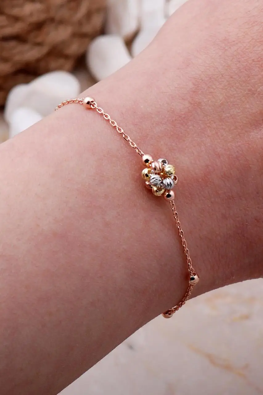 Genuine Real 925 Sterling Silver Dainty Beaded Chain Bracelet Delicate Lovely Bracelet Gift for Her Women Birthday Gift