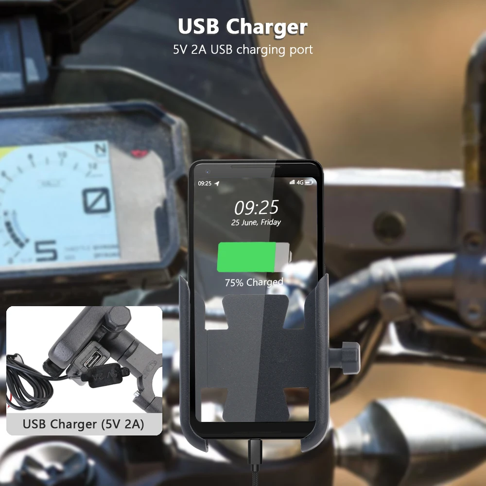 Supporto Telefono Moto 360° con Caricatore USB per Aprilia Tuono 125 Supporto Telefono Moto 360° con Caricatore USB per Aprilia Tuono 125