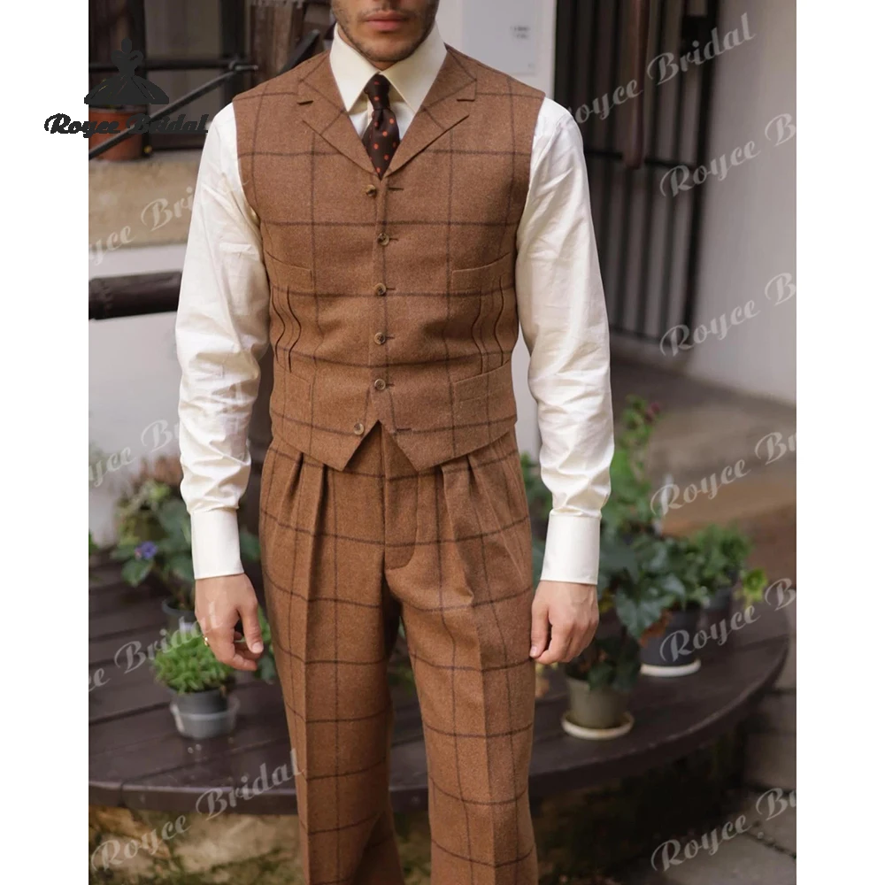 Checked Peak Lapel Men's Suit Wedding 2026 Two Piece Evening Double Breasted Business Suit Customized trajes para hombre