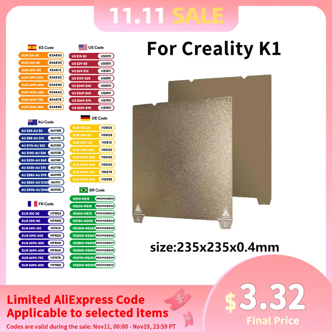 yZ[zCreality K1/K1 MAX Ender 3 S1 Pro Ender3 S1/5 S1 |eNX` PEI XvO| Buid v[gX[Y PEl p PEI V[g