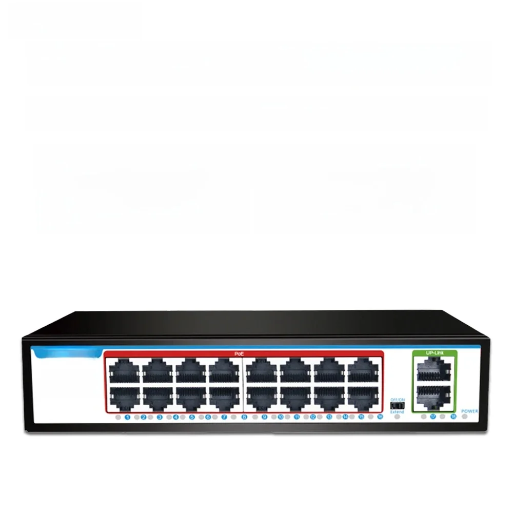 OPTFOCUS 1000M GIGABIT POE Switch 16 portów PoE 48V 15W 30W 802.3af 802.3at Ethernet hub splitter Active Ethernet do kamery CCTV — zdjęcie 2