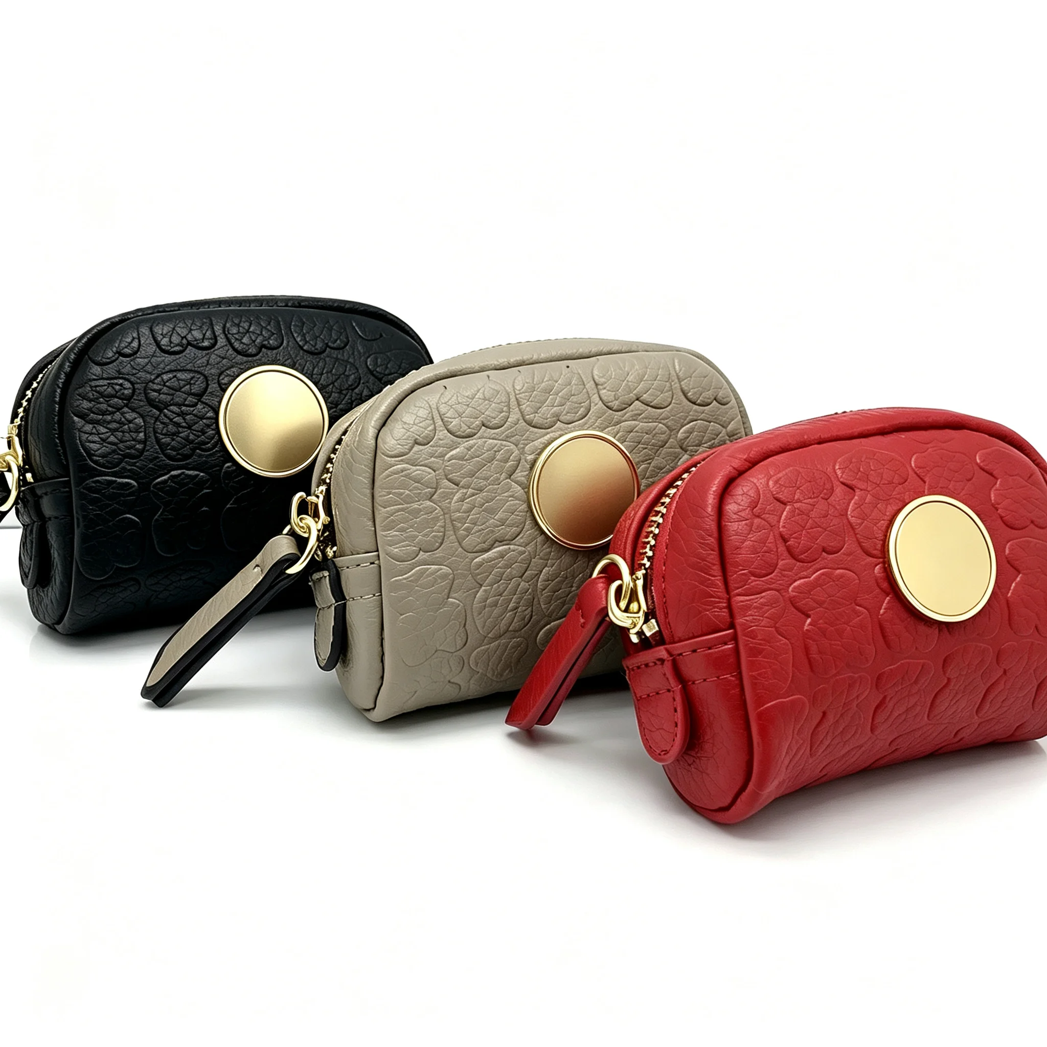Mini bolso de mano de cuero PU texturizado multicolor para mujer, monedero portátil con cremallera, bolsa de cosméticos para viajes diarios