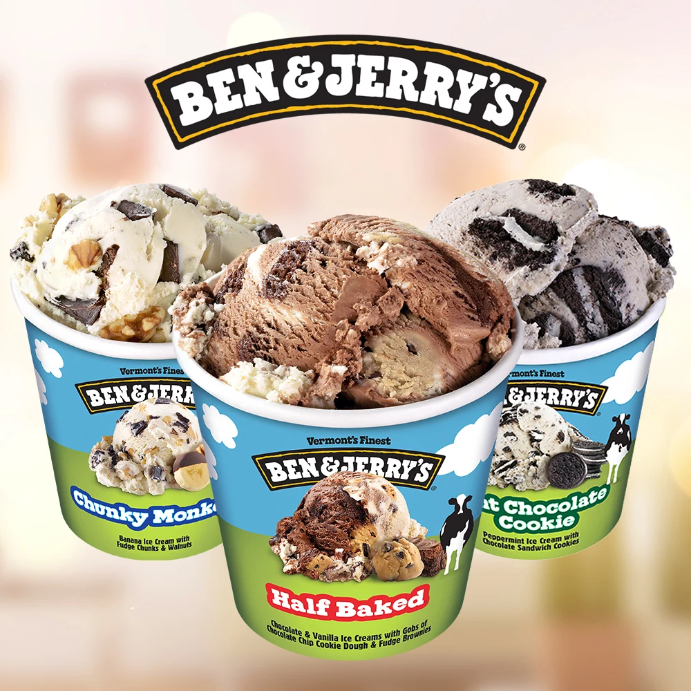 Pint of Ben & Jerry's ice cream 473mL 3 bundles (HalfBaked  + MintChocolateCookie + ChunkyMonkey)