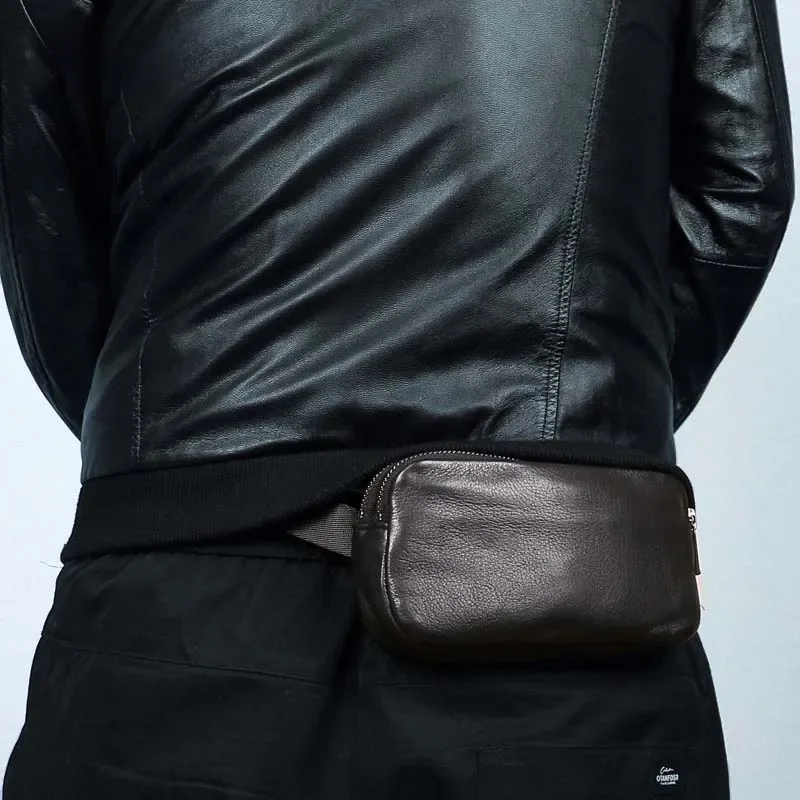Nowe modne etui na talię męskie torby z prawdziwej skóry w klatce piersiowej Top Handmade mała torba Messenger Crossbody Mini Travel Phone Bag Lovers — zdjęcie 2