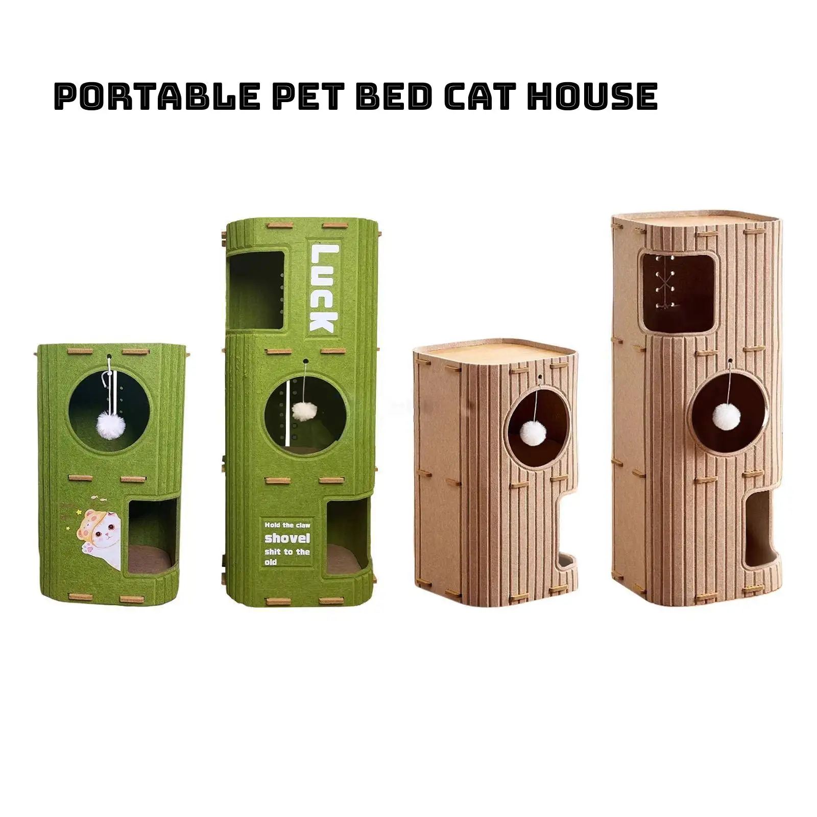 

Portable Pet Bed Cat Climbing Tree Shelter,Cat House Enclosed Hut Shelter Kitten Scratching Post for Multi Cats Playing