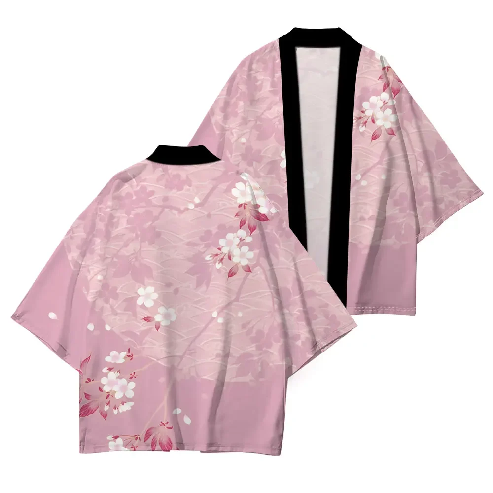 Robe traditionnelle japonaise Kimono japonais imprimé fleur de cerisier confort décontracté haute qualité Kimono demi manches mode d'été