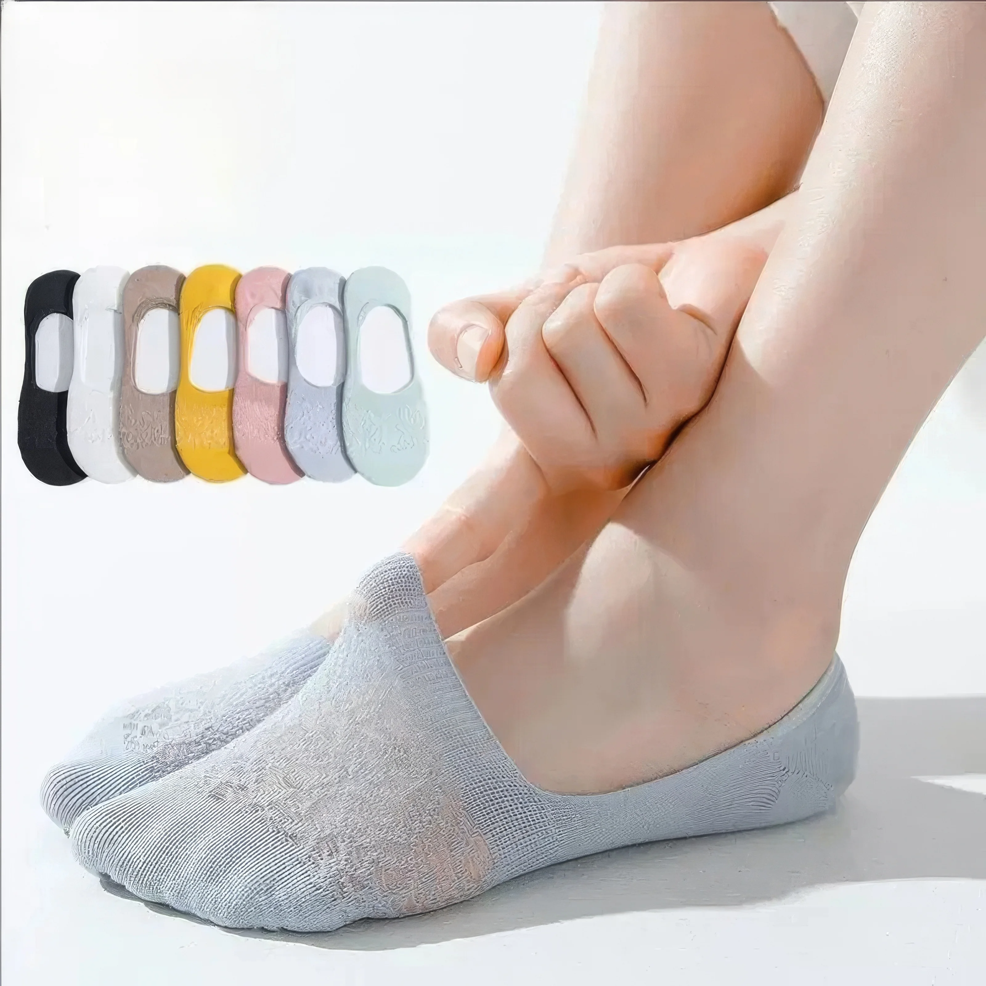 우아한 혼합 색상 레이스 보트 양말 5켤레, 부드럽고 통기성이 좋은 메쉬, 여성용 양말, 보이지 않는 양말