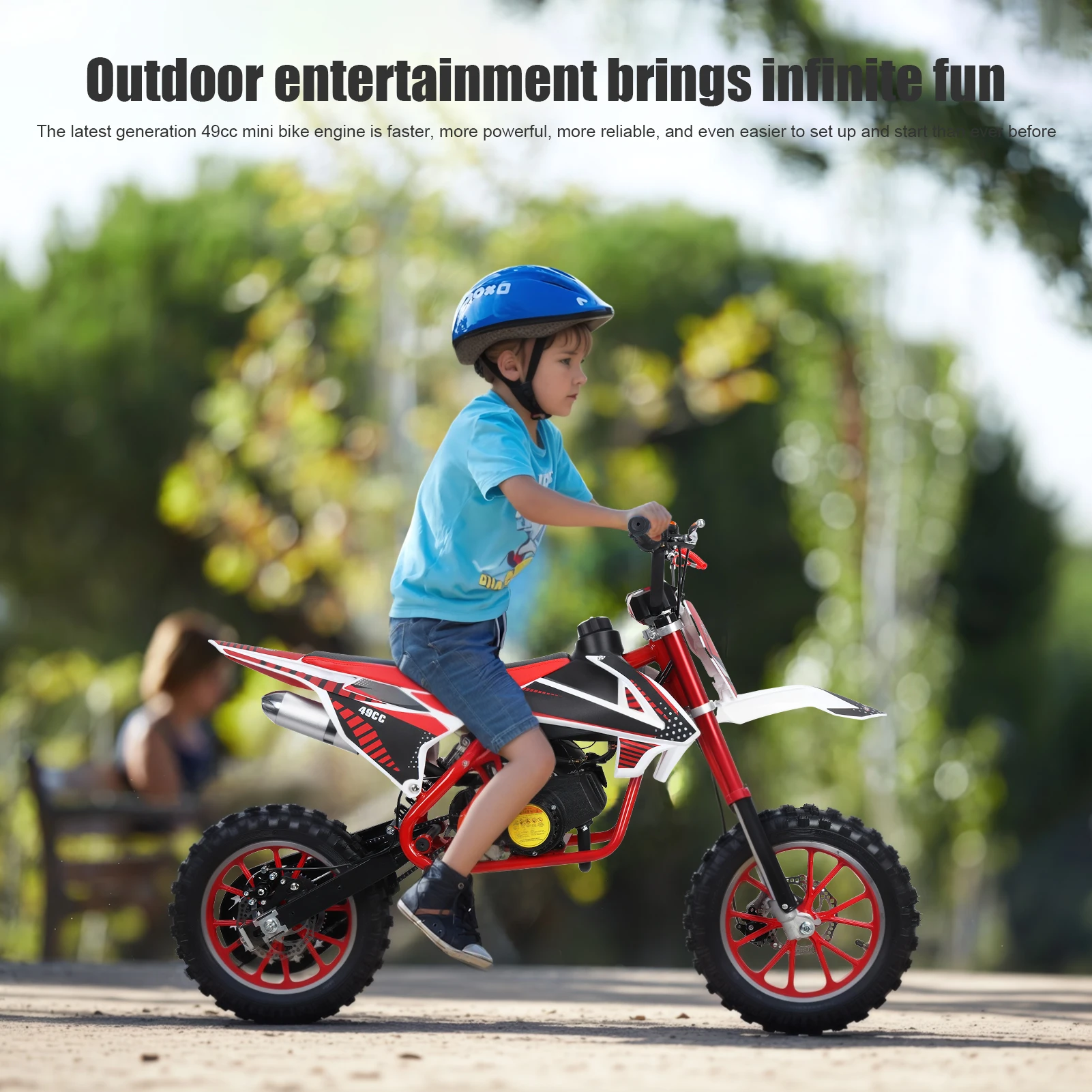 Bicicleta de cross de 2 tiempos, minibicicleta todoterreno de 49cc, con frenos de disco, 25 Mph