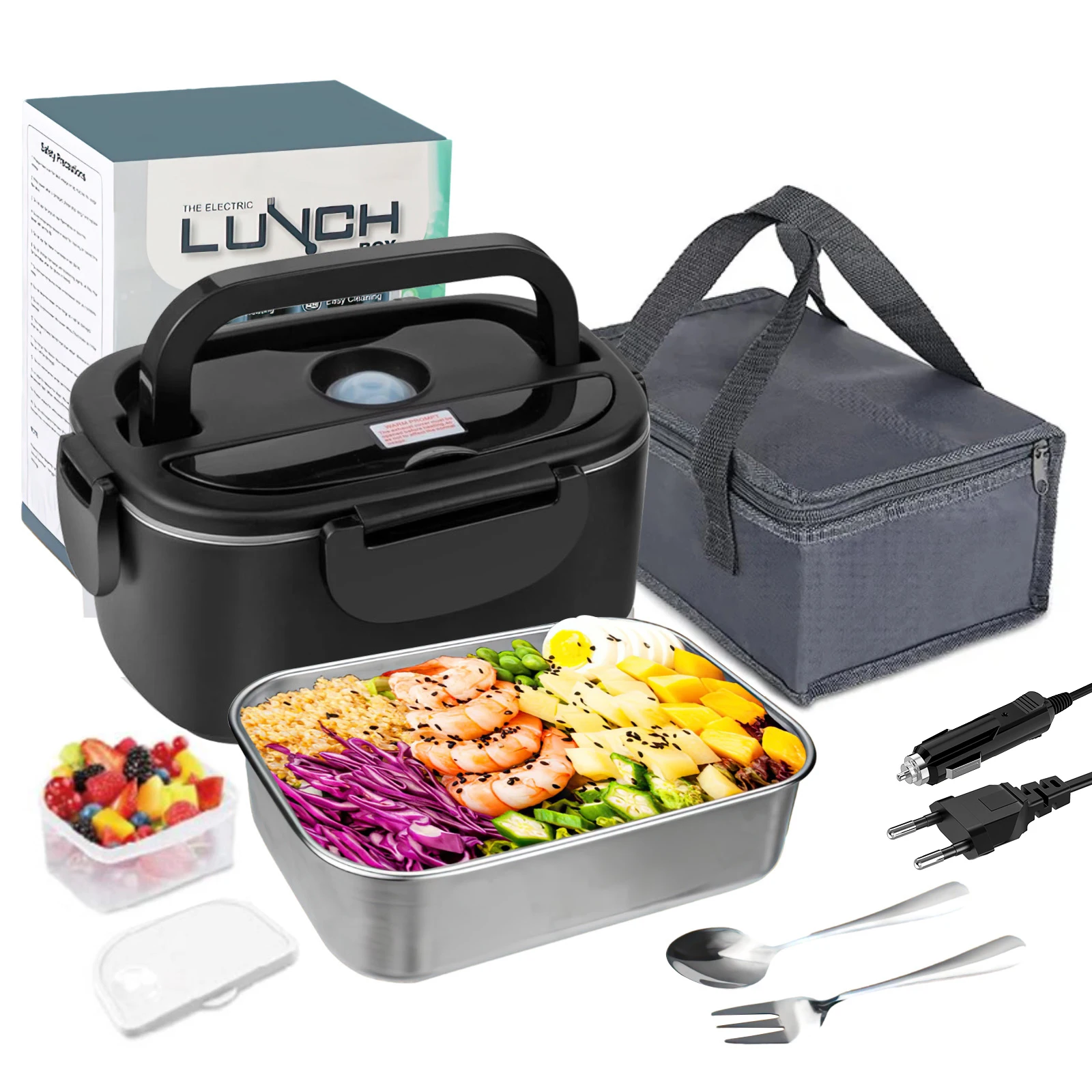 1,5L/2L Auto-Montierbare Elektrische Lunchbox Tragbarer Speisenwärmer für Auto oder Zuhause Lebensmittelsichere Materialien Leicht zu Reinigen