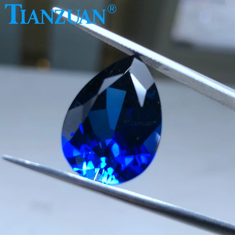 3x4mm-15x20mm Synthetic Sapphire Pear Shape Natural Cut Artificial Corundum Clear Loose Stone for Jewelry Making DIY Material