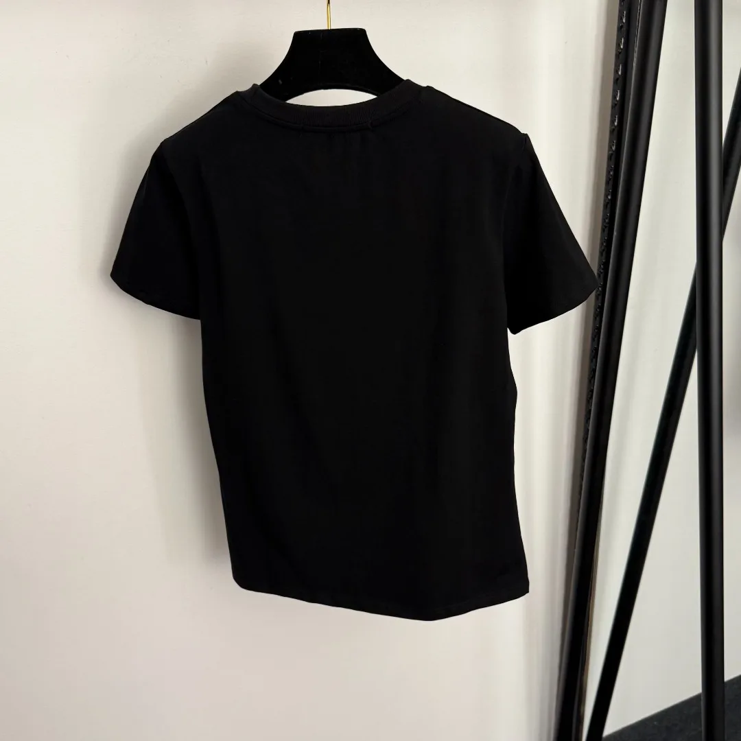 

25 Autumn New Round Neck Short Sleeve T-shirt for Women's Trendy Casual Cotton Printed Short Sleeve Top