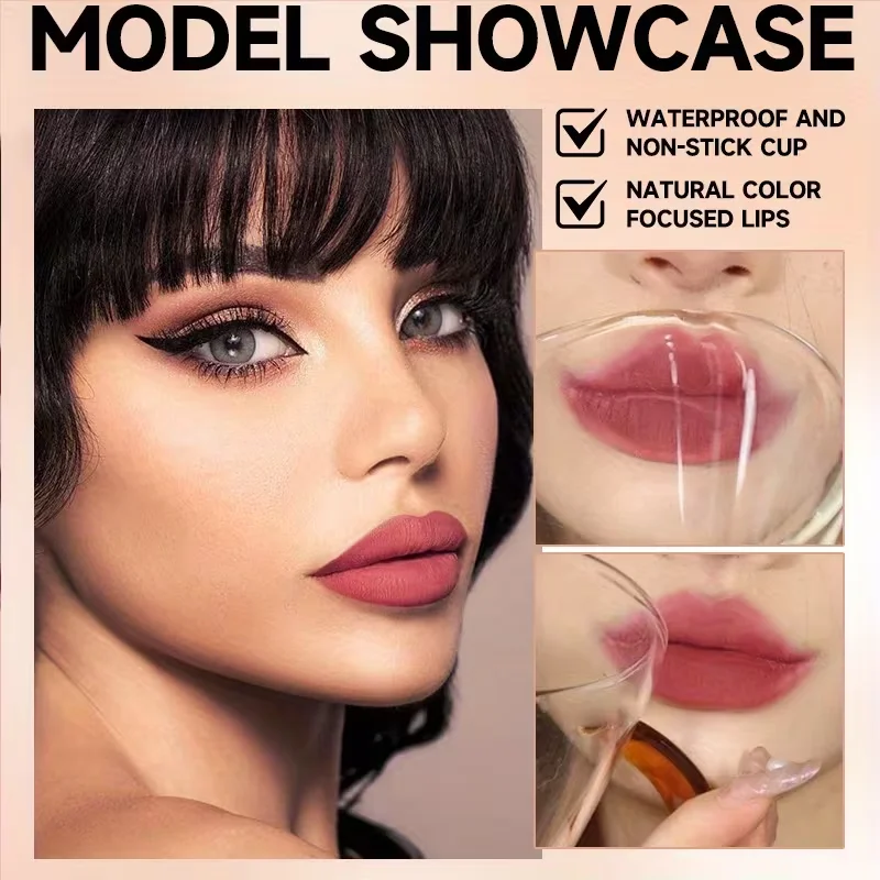 Set di 12 Lucidalabbra e Rossetti Liquidi Opachi Vellutati a Lunga Durata, Impermeabili, Non Appiccicosi, con Finitura Opaca e Brillante Perlata