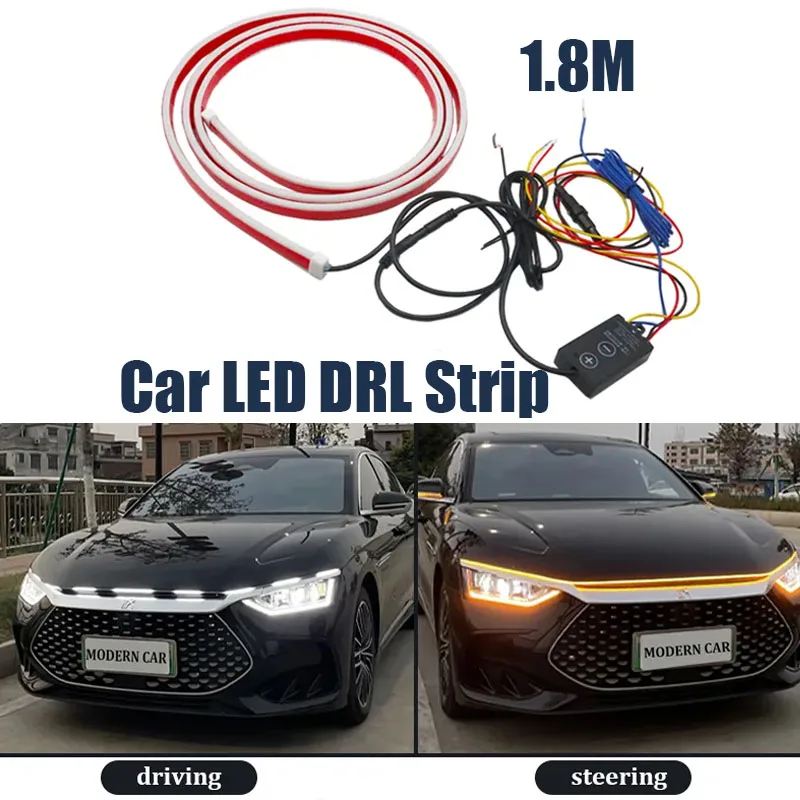 

Car Hood Light Strip Dynamic Daytime Running Light Start Scan Flexible DRL LED Decorative Light Atmosphere Lamp Waterproof Kit